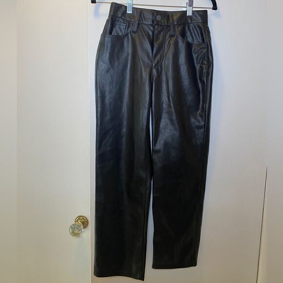 MADEWELL The Petite Perfect Vintage Straight Jean Faux Leather Edition Black 24P - Picture 5 of 12
